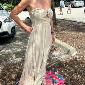 Elegant beige and gold Strapless Dress